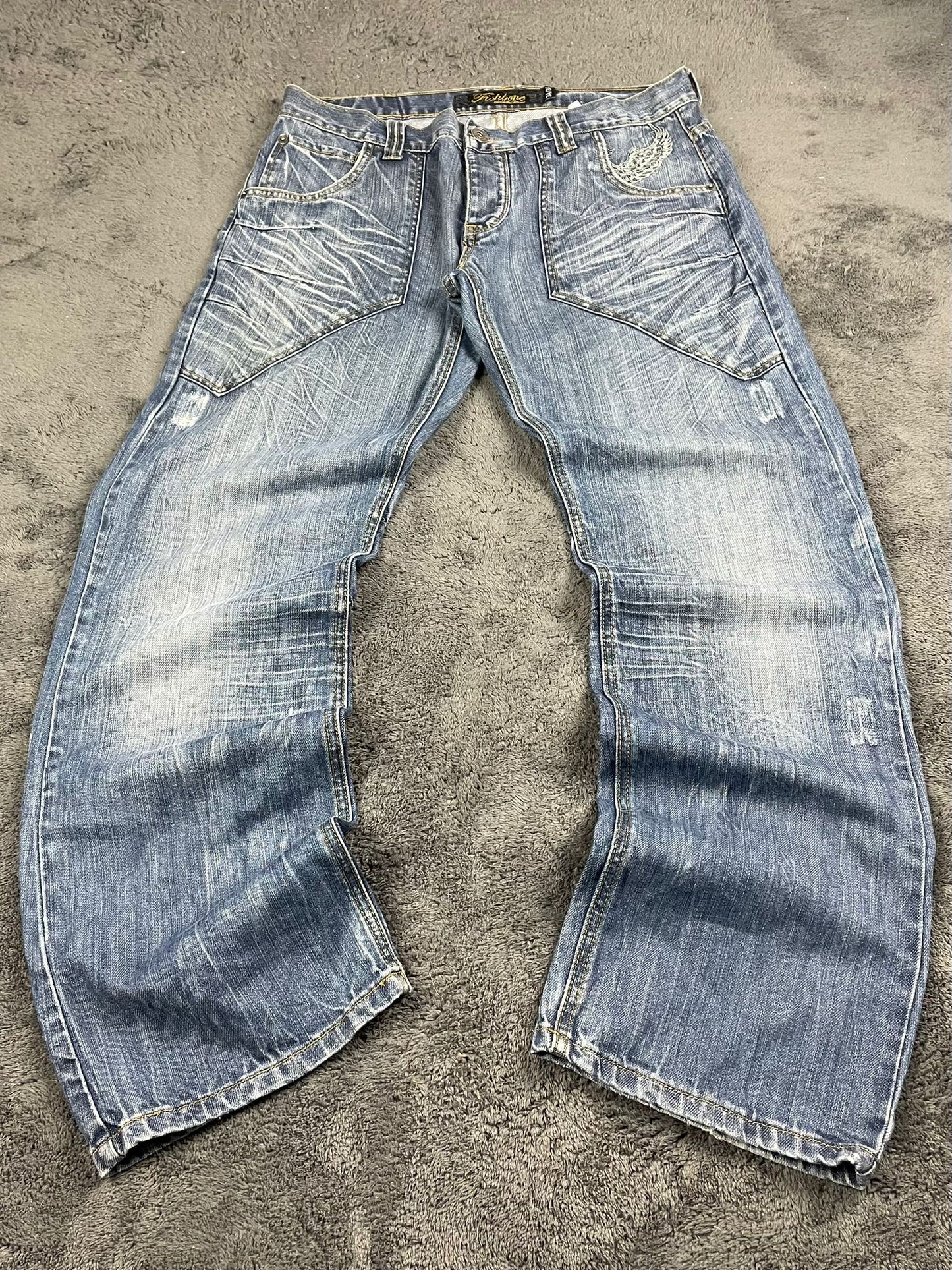 Japanese Baggy Jeans Fishbone Size L